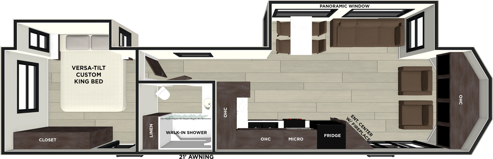 The Wildwood Lodge 353FLFB has two entries and two slide outs. Exterior features include: metal or fiberglass exterior and 21' awning. Interiors features include: rear bedroom and front living.
